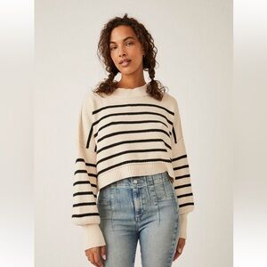 Free People Easy Street Stripe Crop Pullover